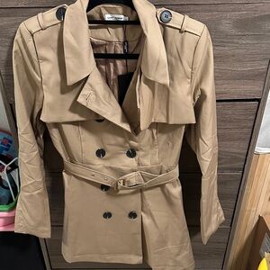 Tan Double-Breasted Trench Coat Dress size S